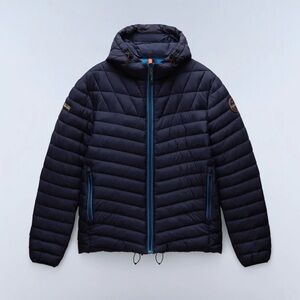 Men's Navy Napapijri Hooded Down Jacket. Large